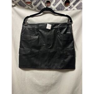 NWT Hudson Cargo Viper Skirt Mini Black Leather Womans Size 31